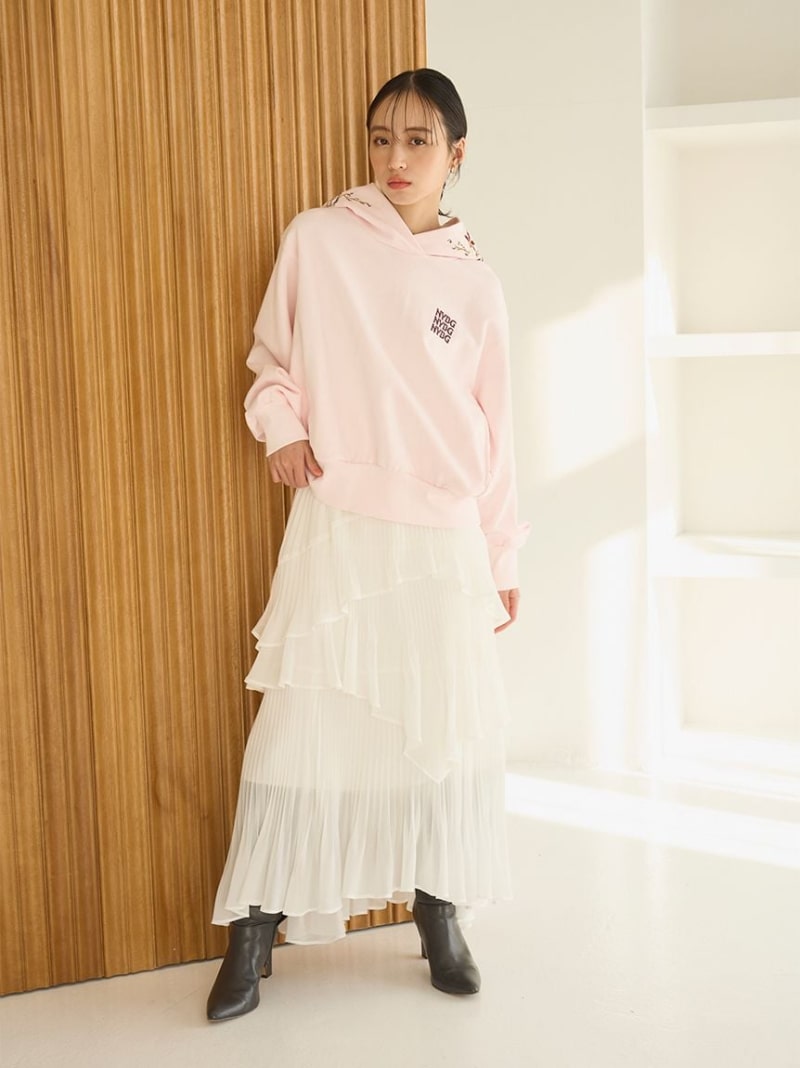 Sustainableプリーツティアードスカート【SWFS261070 追加生産分】 SNIDEL スナイデル スカート ロング・マキシスカート ホワイト【先行予約】*【送料無料】[Rakuten Fashion]