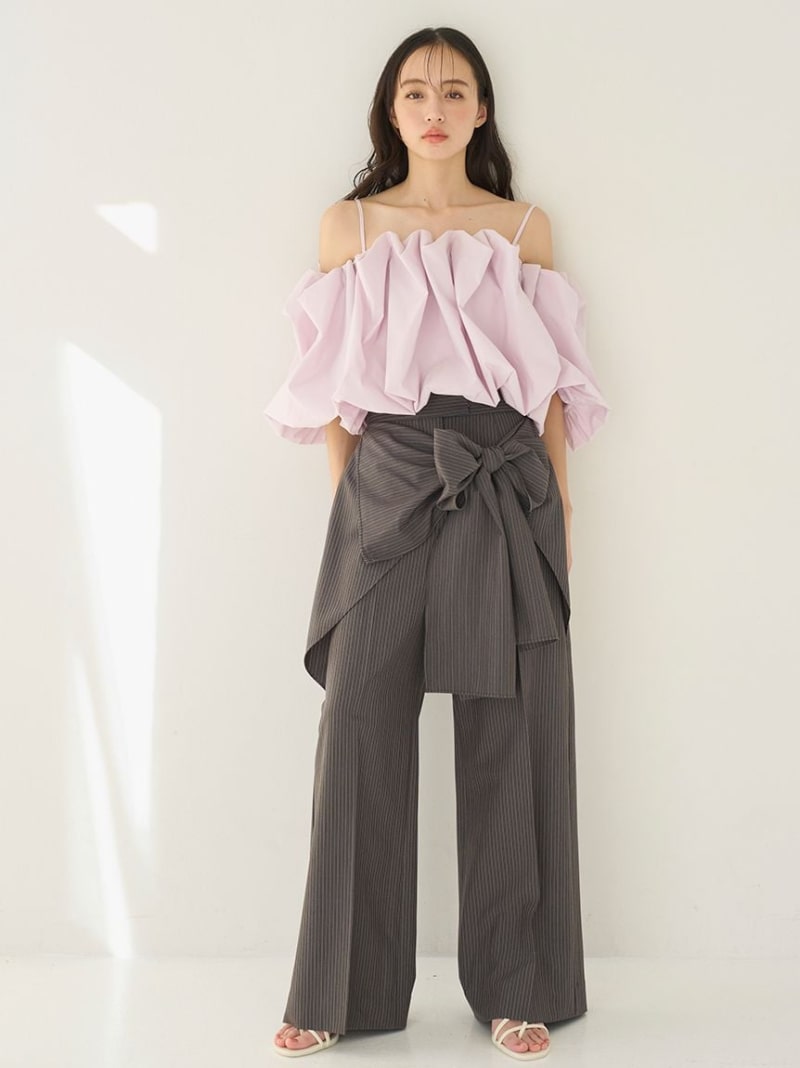 Rakuten - リボン2wayデザインパンツ SNIDEL スナイデル パンツ その他のパンツ グレー ブラック ベージュ【送料無料】[Rakuten Fashion]