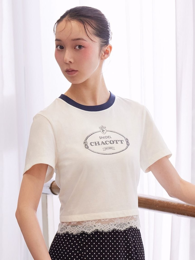 Rakuten - 【Chacott】コラボレーストリムTシャツ SNIDEL スナイデル トップス スウェット・トレーナー ホワイト ピンク【送料無料】[Rakuten Fashion]