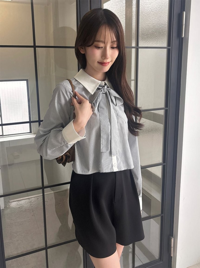 バリエクロップドシャツ SNIDEL スナイデル トップス シャツ・ブラウス ホワイト ピンク【送料無料】[Rakuten Fashion]