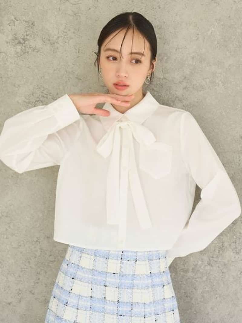 バリエクロップドシャツ SNIDEL スナイデル トップス シャツ・ブラウス ホワイト ...