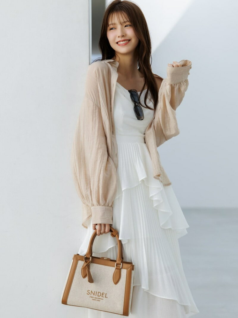 【SALE／50%OFF】シアーシャツ SNIDEL スナイデル トップス シャツ・ブラウス ベージュ ホワイト【RBA_E】【送料無料】[Rakuten Fashion]