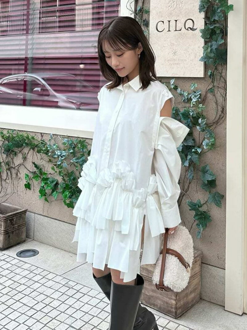 リボンシャツ SNIDEL スナイデル ワンピース・ドレス ワンピース ホワイト【送料無料】[Rakuten Fashion]のサムネイル