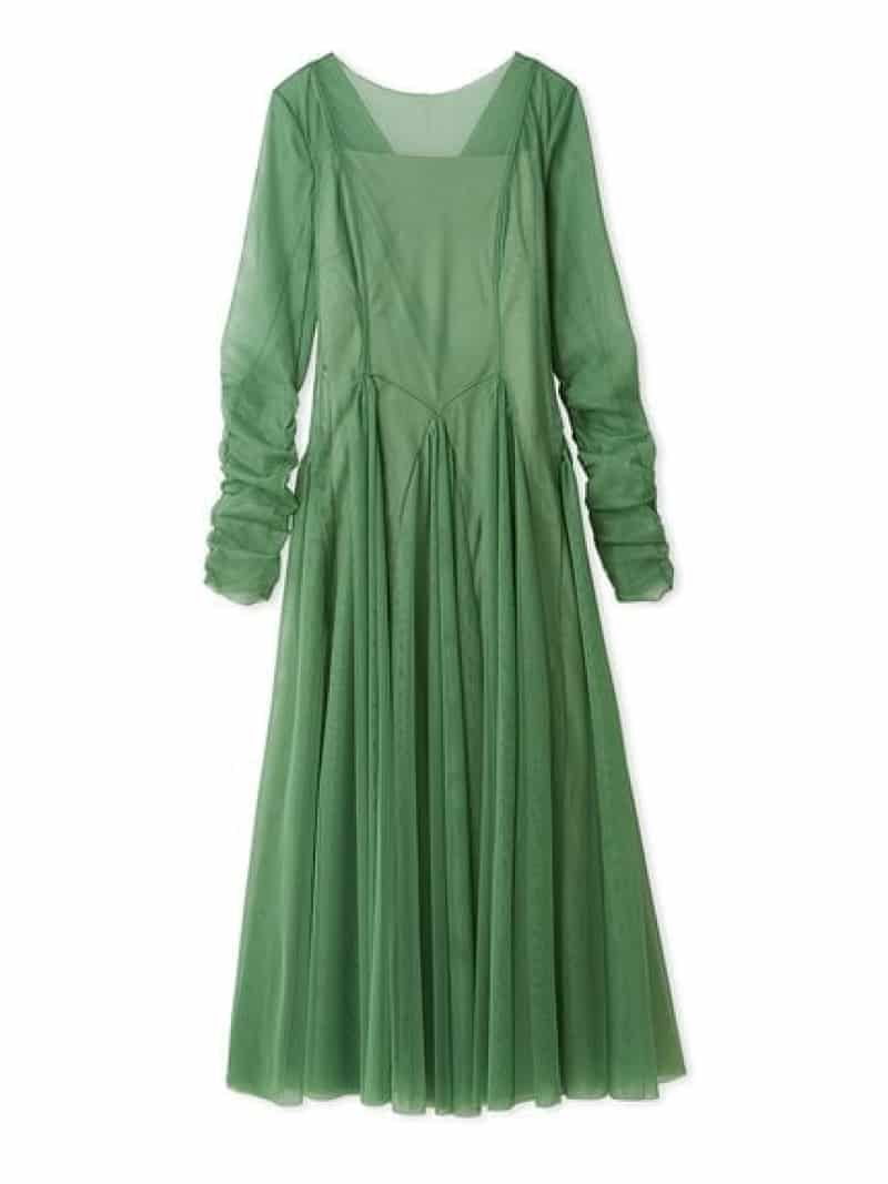 チュールボリュームドレス SNIDEL スナイデル ワンピース・ドレス ワンピース ネイビー グリーン【送料無料】[Rakuten Fashion]