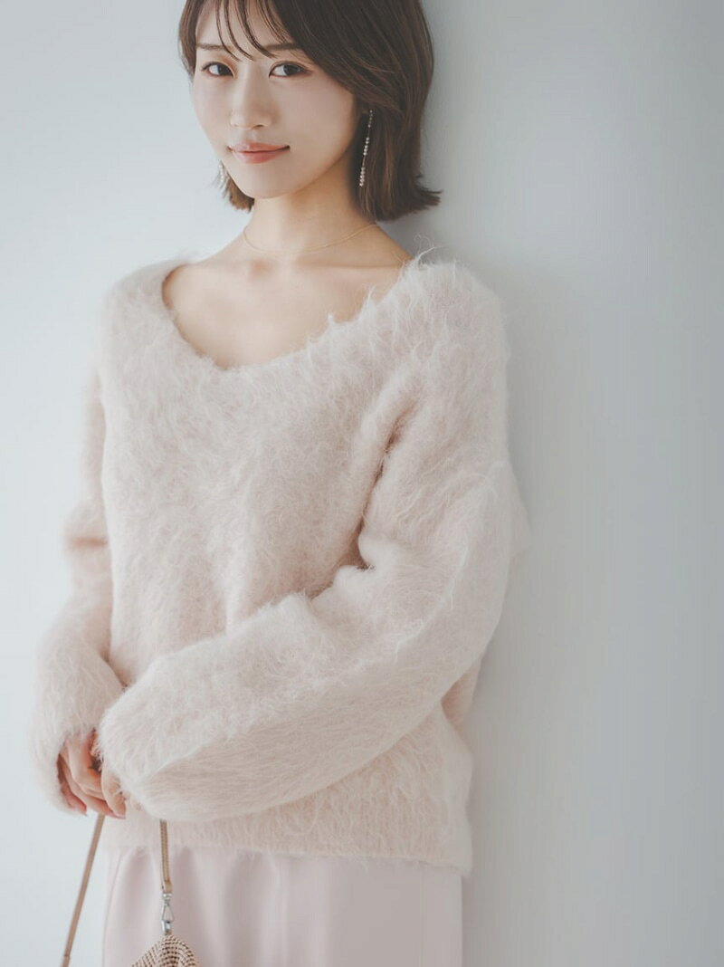 【SALE／50%OFF】【HIGH QUALITY】スリアルパカVネックプルオーバー SNIDEL スナイデル トップス ニット ピンク ホワイト【RBA_E】【送料無料】[Rakuten Fashion]