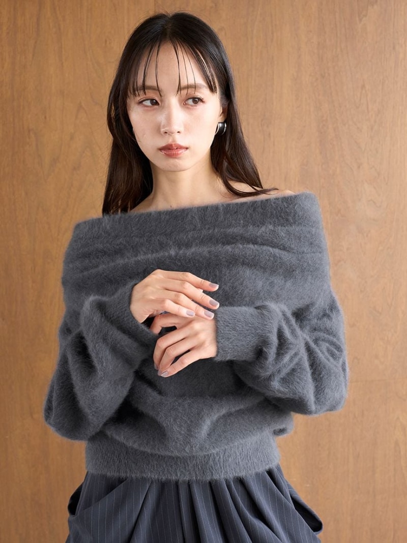 【SALE／50%OFF】【HIGH QUALITY/カンヘウォン着用】フォックスカシミヤオフショルプルオーバー SNIDEL スナイデル トップス ニット ピンク【RBA_E】【送料無料】[Rakuten Fashion]