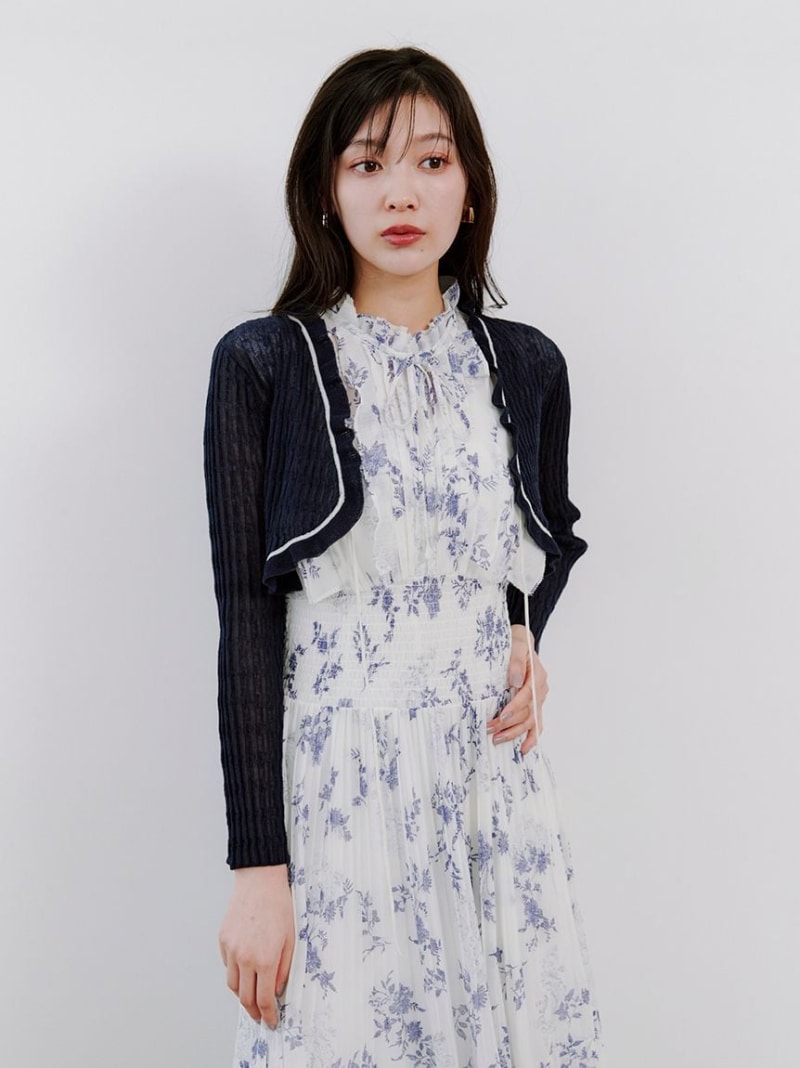 【SALE／50%OFF】ボレロシアーカーディガン SNIDEL スナイデル トップス カーディガン ネイビー ピンク【RBA_E】【送料無料】[Rakuten Fashion]