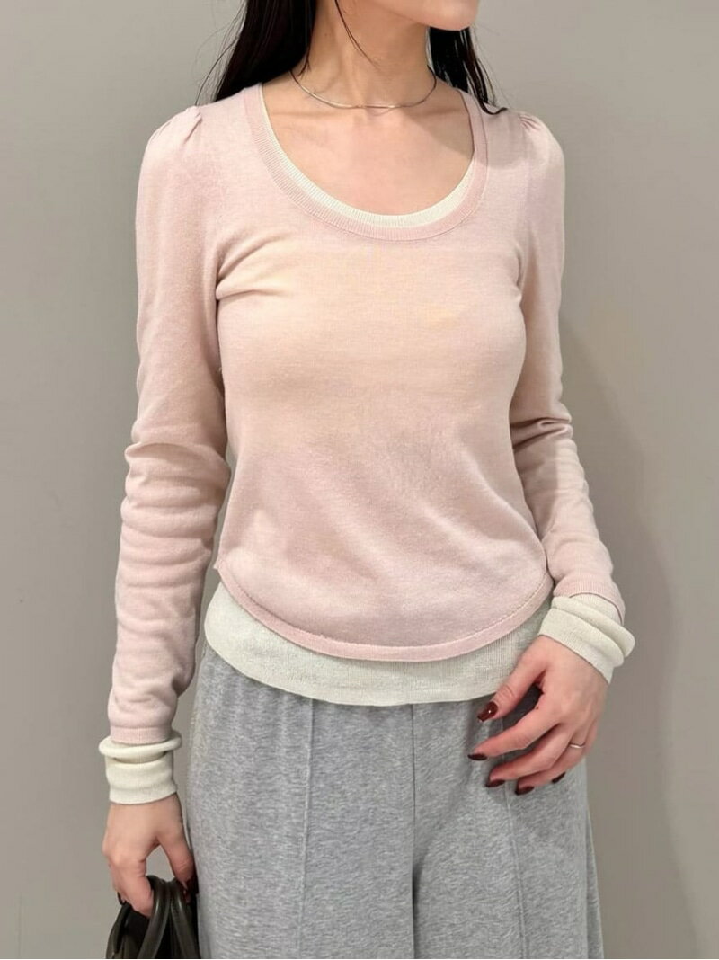 【SALE／50%OFF】レイヤードニット SNIDEL スナイデル トップス ニット イエロー グレー ピンク【RBA_E】【送料無料】[Rakuten Fashion]