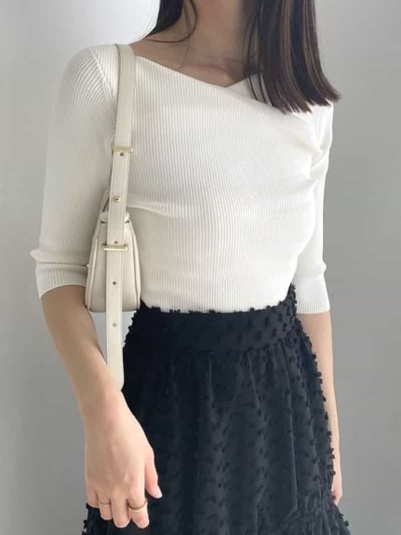 クロスリブニットプルオーバー SNIDEL スナイデル トップス ニット ホワイト ブラック ベージュ【送料無料】[Rakuten Fashion]のサムネイル