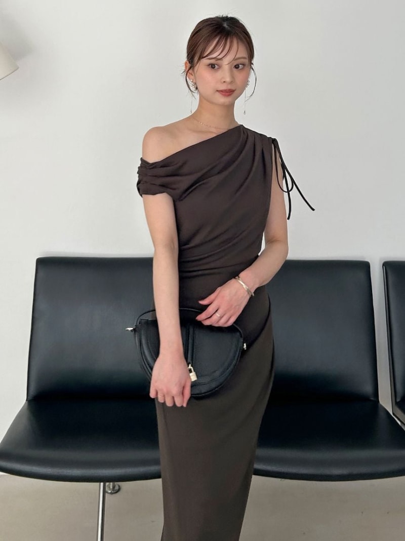 【SALE／50%OFF】ドレープカットワンピース SNIDEL スナイデル ワンピース・ドレス ワンピース ブラック【RBA_E】【送料無料】[Rakuten Fashion]