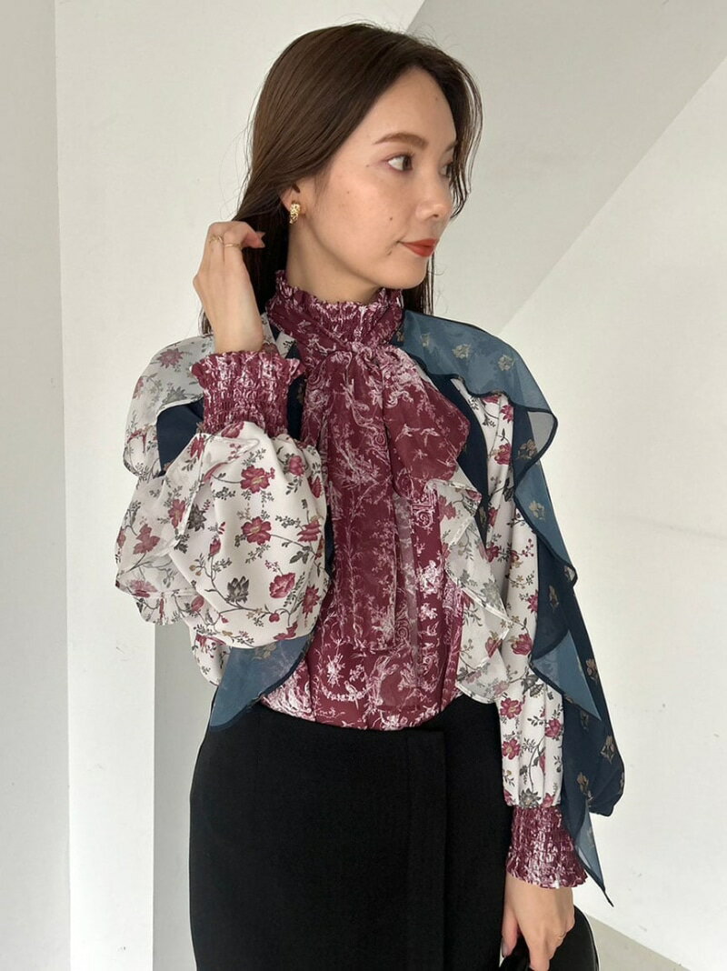 【Musee de la Toile de Jouy】コラボプリントブラウス SNIDEL スナイデル トップス シャツ・ブラウス レッド ネイビー【送料無料】[Rakuten Fashion]のサムネイル