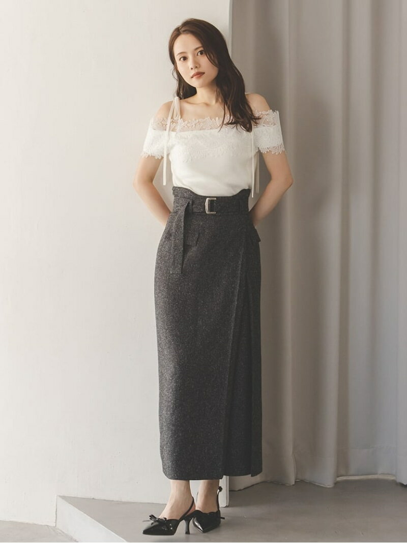 【SALE／50%OFF】ベルトデザインタイトスカート SNIDEL スナイデル スカート ロング・マキシスカート グレー【RBA_E】【送料無料】[Rakuten Fashion]