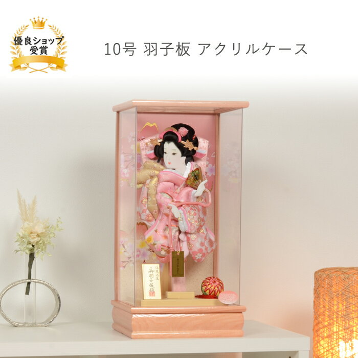 羽子板 正月 ミニサイズ コンパクト 【10号 アクリル ピンクタモ調 羽子板 ケース飾り 】 可愛い おしゃれ かわいい インテリアのサムネイル