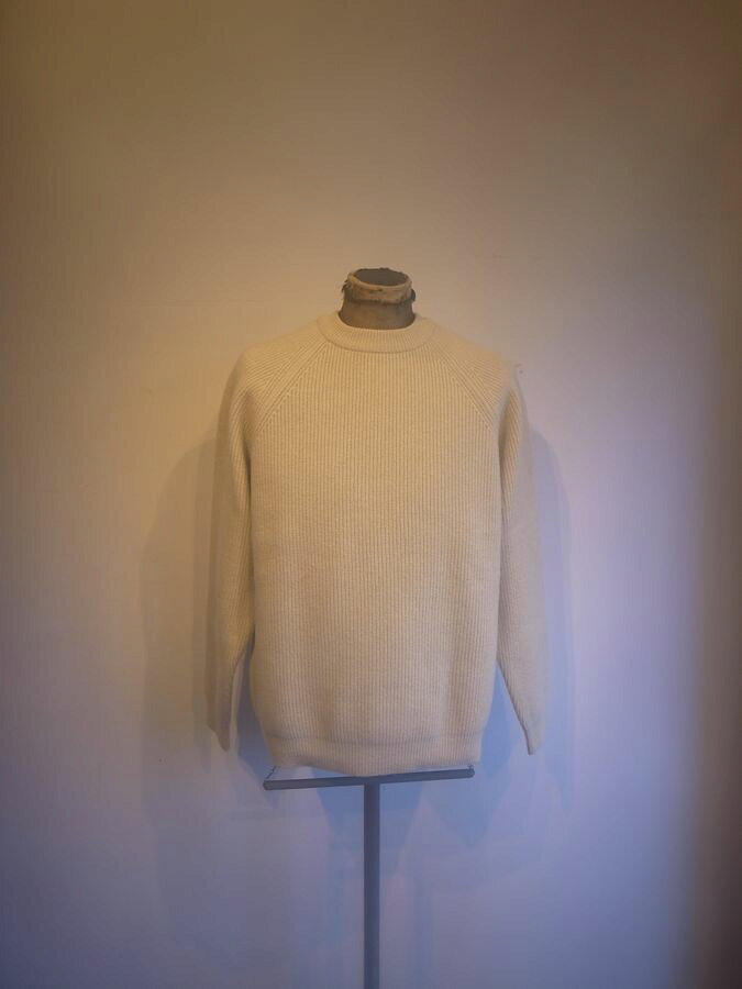 RINEN(リネン)2/14ウールアゼ編みクルーネック