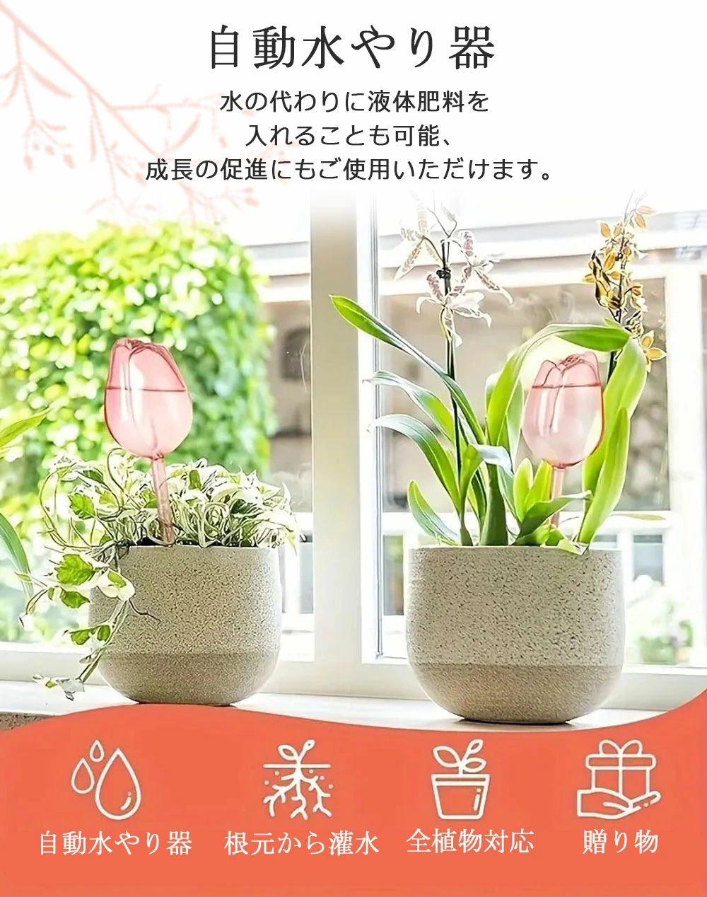 ＼1/3/6個セット★／ 自動水やり器 植物 かわいい 自動 チューリップ ウォーターデ...