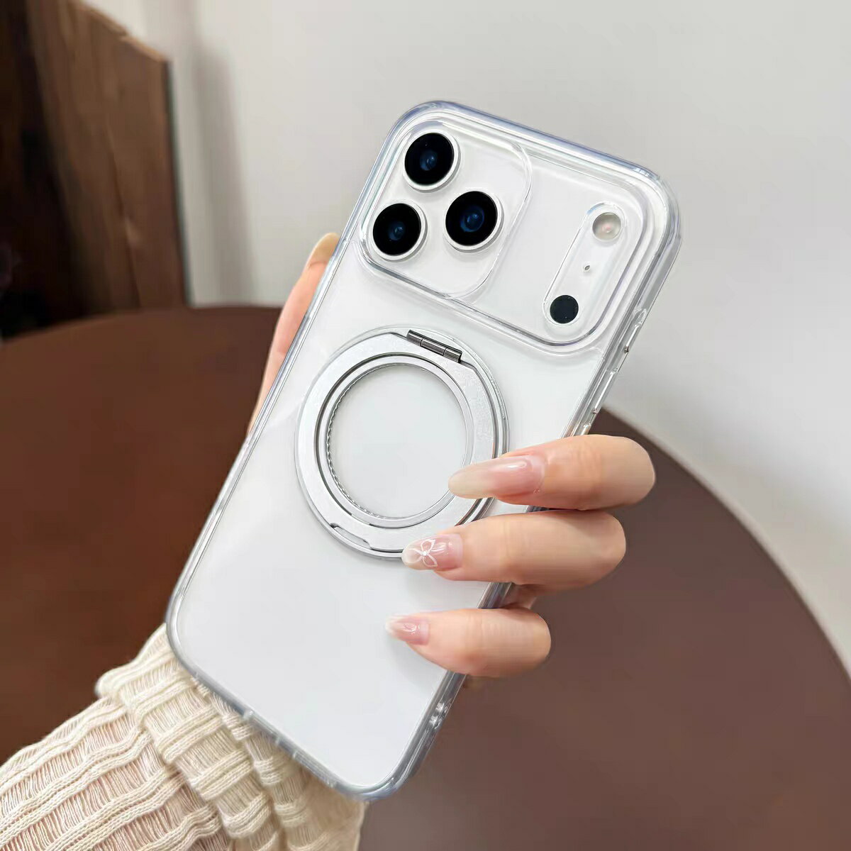 乐天商城 - iPhoneケース iPhone17pro ケース iPhone17 ケース iPhone17promax ケース iPhone air ケース iPhone16 ケース iPhone15 iPhone13 iPhone14 ケース スタンド付き高透明スマホケース／360度回転スタンド TPU＋PC素材 クリア メタルスタンド 耐衝撃
