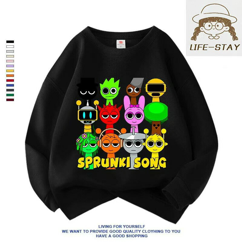 sprunki 長袖スウェットシャツ 春秋冬 新作 小中学生向けゆったりデザイン 上着 キャラクターゲームリ..