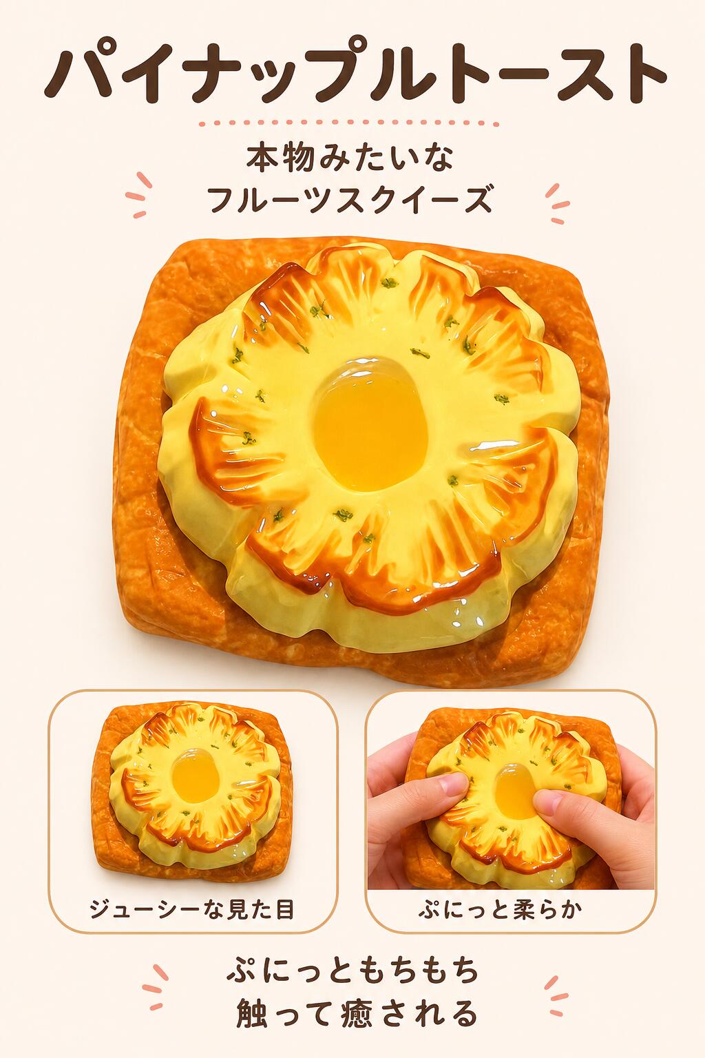 スクイーズ 水感スクイーズ 食べ物スクイーズ 大福 スイーツ フルーツ アイスクリーム パイナップル バナナ トースト 低反発 握る ストレス解消 癒し系 おもちゃ Y2K かわいい 大サイズ 中サイズ プレゼント ギフト SOFUMI公式 snnm0726-10001265 Life-Stay サンプル画像3
