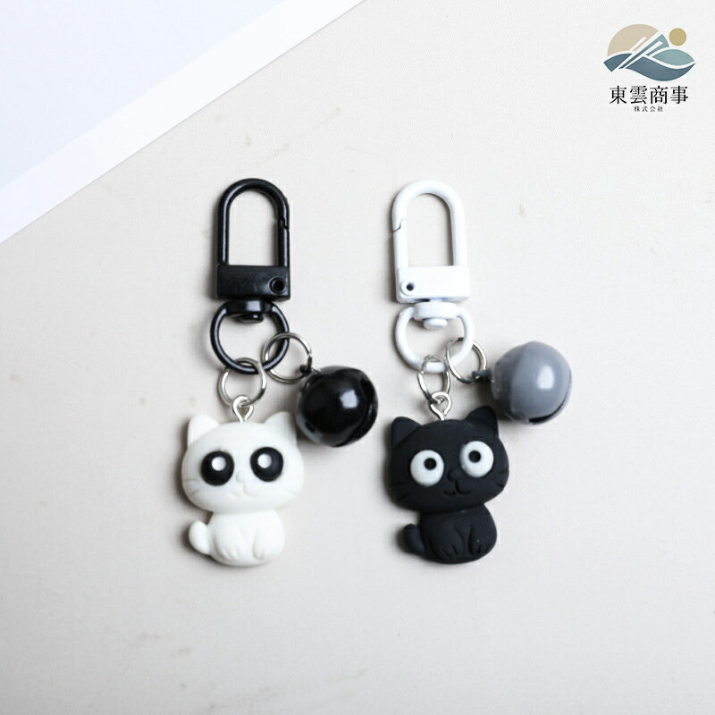 【2点セット】 キーホルダー カートゥーン 黒白 ねこ デザイン 鈴付き 猫 チャーム かわいい ストラップ リュック ランドセル バッグ 用 学生 包 配飾 癒し 系 キャラクター 小物 シンプル 日系 猫モチーフ 創意 ギフト