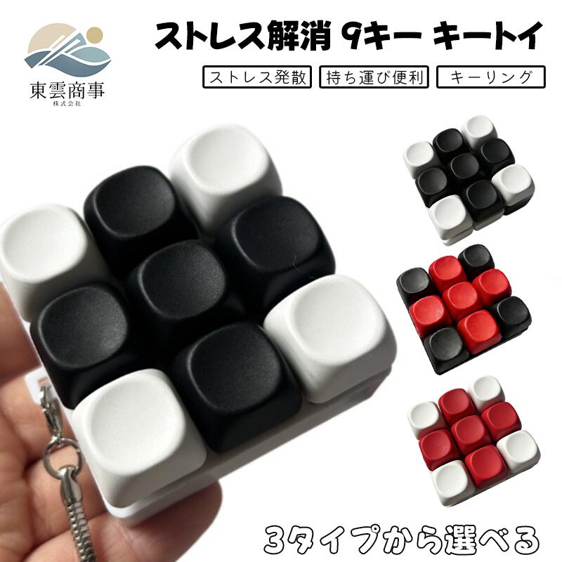 キーボードキーホルダー 9キー フィジェットトイ メカニカル タクタイル スイッチ 3カラー ミニキーボード 静音 ストレスリリーフ フォーカスアップ ポータブル キーリング ボタン フィンガートイ スマホチャーム バッグチャーム オフィス 人気 ギフト デザイン