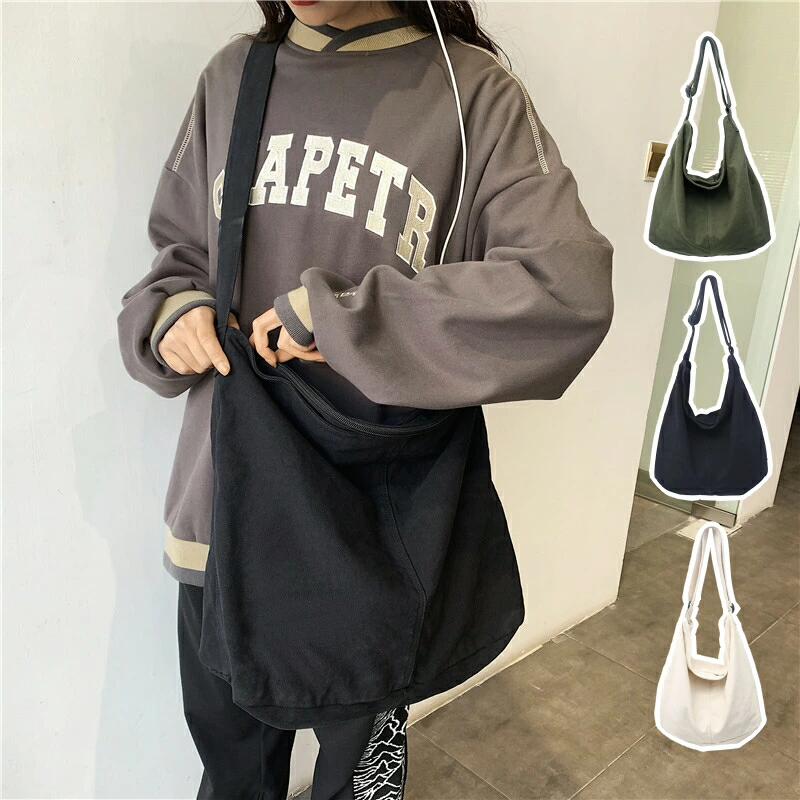 Rakuten - トートバック キャンバス 大容量 ショルダーバッグ 無地 肩掛け バッグ キャンバストートバッグ レディース メンズ ファスナー付き 一泊 旅行バック 通学