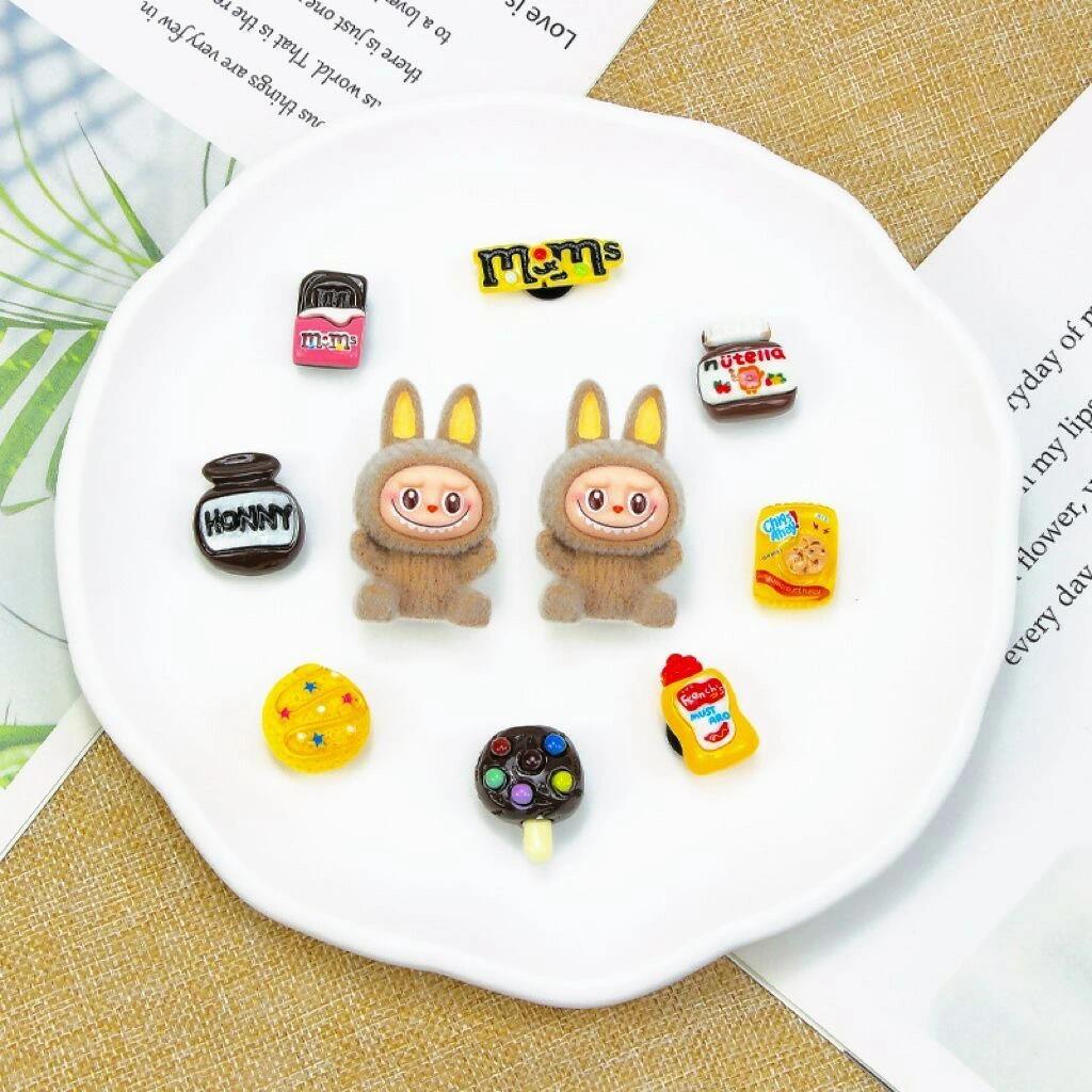 10点セット ラブブ ジビッツ クロックス シューズチャーム キャラクター 着ぐるみ うさぎ ラブブ着ぐるみ デコパーツ サンダル飾り クロッグチャーム PVCチャーム カスタムパーツ 子供向け レディース ギフト カラフルチャーム