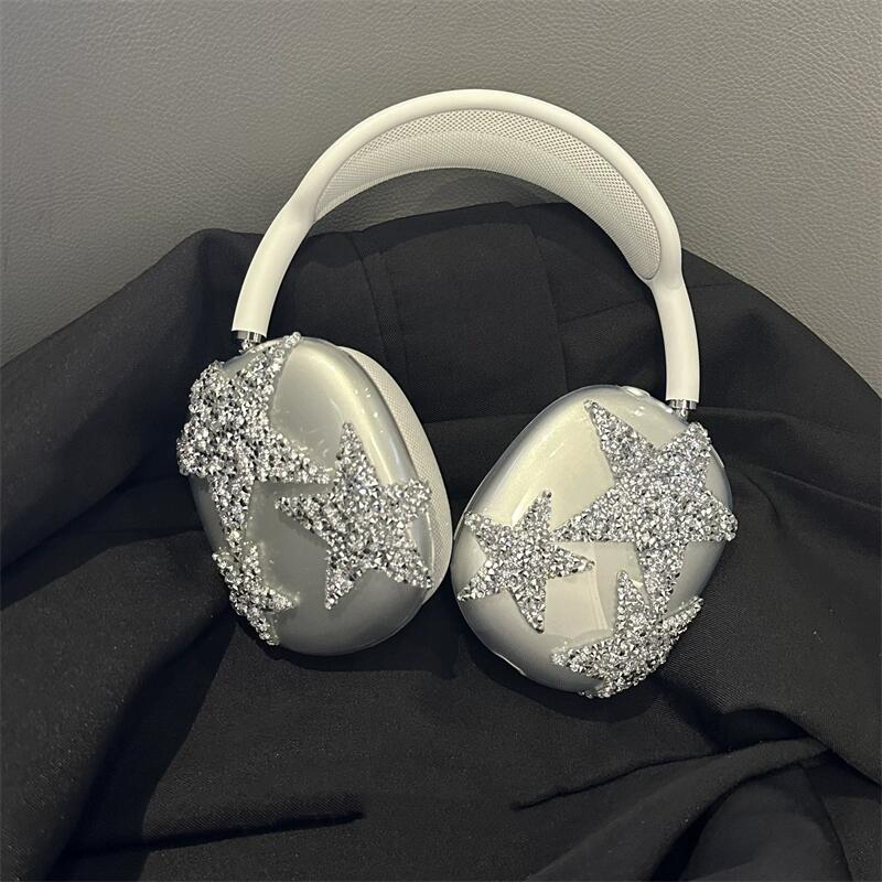 Rakuten - 即納 AirPods Max ぎゃるいキラキラデコ ケース カバー シリコン イヤーカップ 保護カバー 衝撃 吸収 保護 アクセサリー ヘッドホンカバー アップル エアーポッズマックス キラキラ ダイヤモンド ハート パール 星 lulubelle