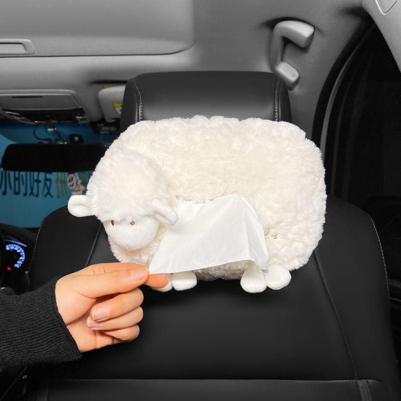 車用 ティッシュケース ティッシュ 羊 ひつじ カバー ケース 車内 車載 可愛い 吊り下げ バイザー ヘッドレスト 助手席 後部座席 おしゃれ シンプル [3]
