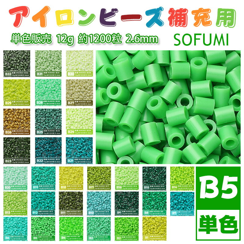 Rakuten - SOFUMI [B5] 12g 単色 アイロンビーズ パーラービーズ アイロンアートビーズ 大容量 補充用 単色ビーズ 2.6mm 約1200粒 ビーズセット MARD 知育玩具 キャラクター SNSで人気！手芸 DIY ミニ ビーズ ビーズアート 補充ビーズ お誕生日 プレゼント ギフト 子供の日