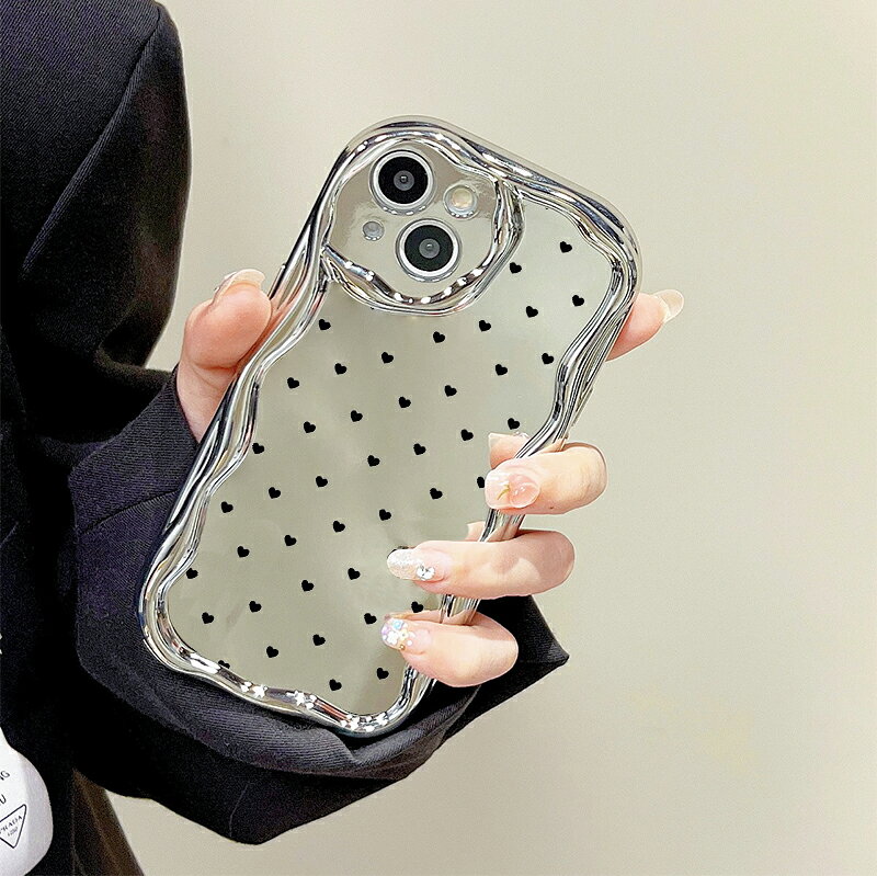 Rakuten - ドット柄 スマホケース iPhoneケース 可愛いスマホケース 個性派ケース デザインケース メッキ加工クリームウェーブケース 対応 iPhone17 ケース iPhone16e iPhone17Pro ケース iPhone15 iPhone16 ケース iPhone14 iPhone12 iPhone13 mini