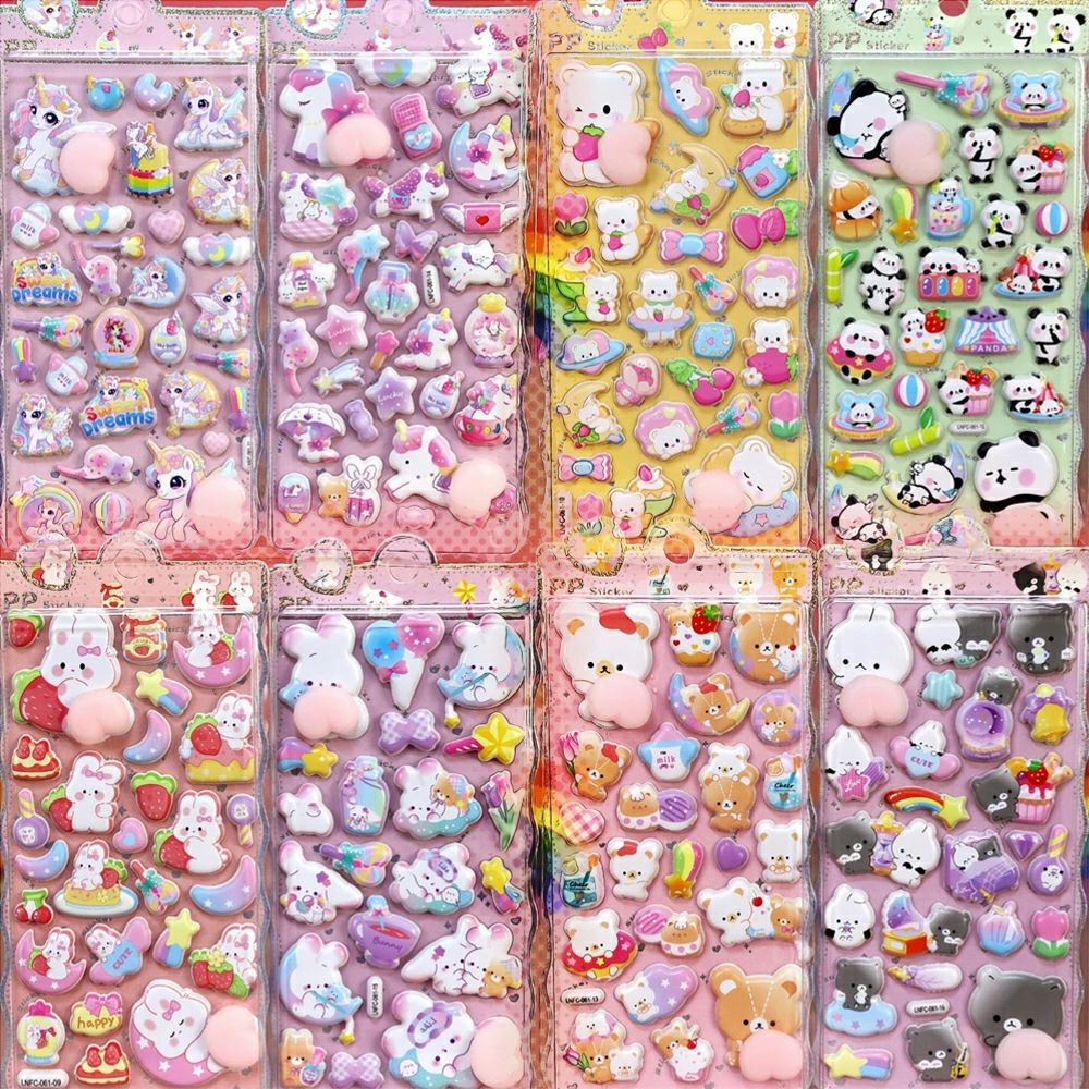 3Dジュエルシール アクリルラインストーン ステッカー 10枚セット シール 可愛い DIY 工芸品 ぷくぷく..