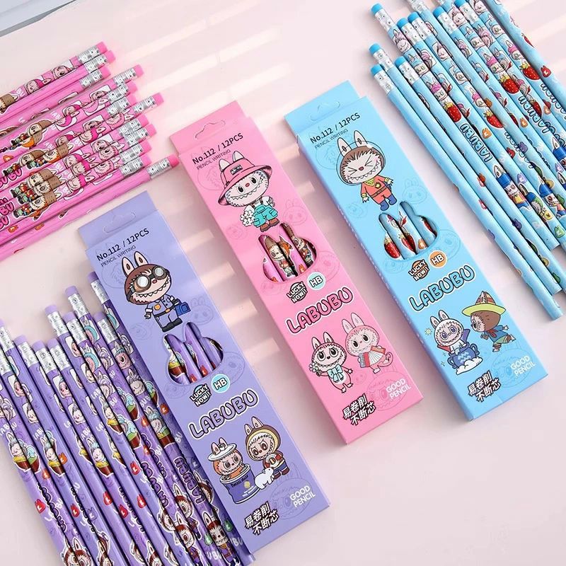 ラブブ 鉛筆 HB 12本セット 消しゴム えんぴつ 卒園記念 記念品 入学祝い 記念品 ギフト プレゼント 男の子 女の子 保育園 幼稚園 小学