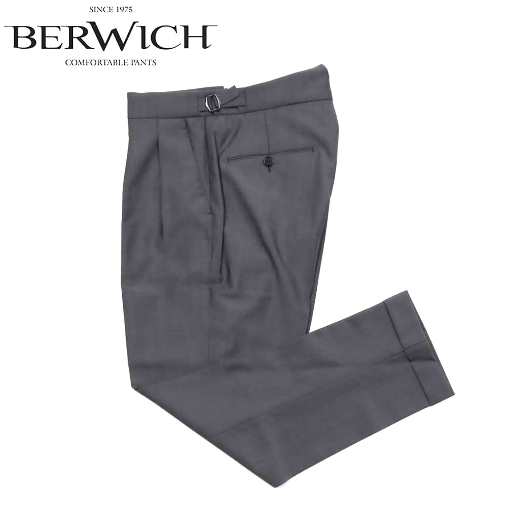 BERWICH ベルウィッチ SCOTCH スコッチ CANONICO カノニコ ウールモヘアピンヘッド VB1834 2プリーツ サイドアジャスター パンツ メンズ グレー 【国内正規品】のサムネイル