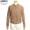 【ラスト1点】国内正規品 EMMETI エンメティ JURI ユリ スエード シングルライダース レザージャケット ブルゾン ゴートスエード(山羊革) メンズ アーモンド(グレージュ) 44/46/48