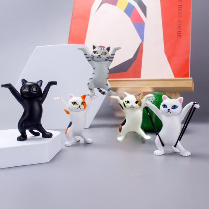 送料無料!キュートな柄違いネコのペンスタンド4個セット失くしたくない小物を飾っちゃおう!肉球・尻尾までかわいいインテリア!アクセサリーホルダー・イヤホンホルダー