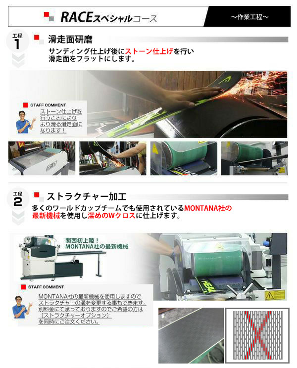 スキー用品通販 スノーファミリーの【スキー板同時購入のみ】 プレチューンナップ RACEスペシャルコース スキー｜アングル2