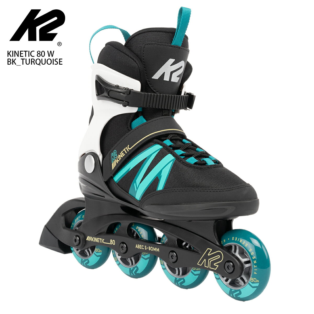 インラインスケート レディース K2〔ケーツー〕 KINETIC 80 W BK_TURQUOISE