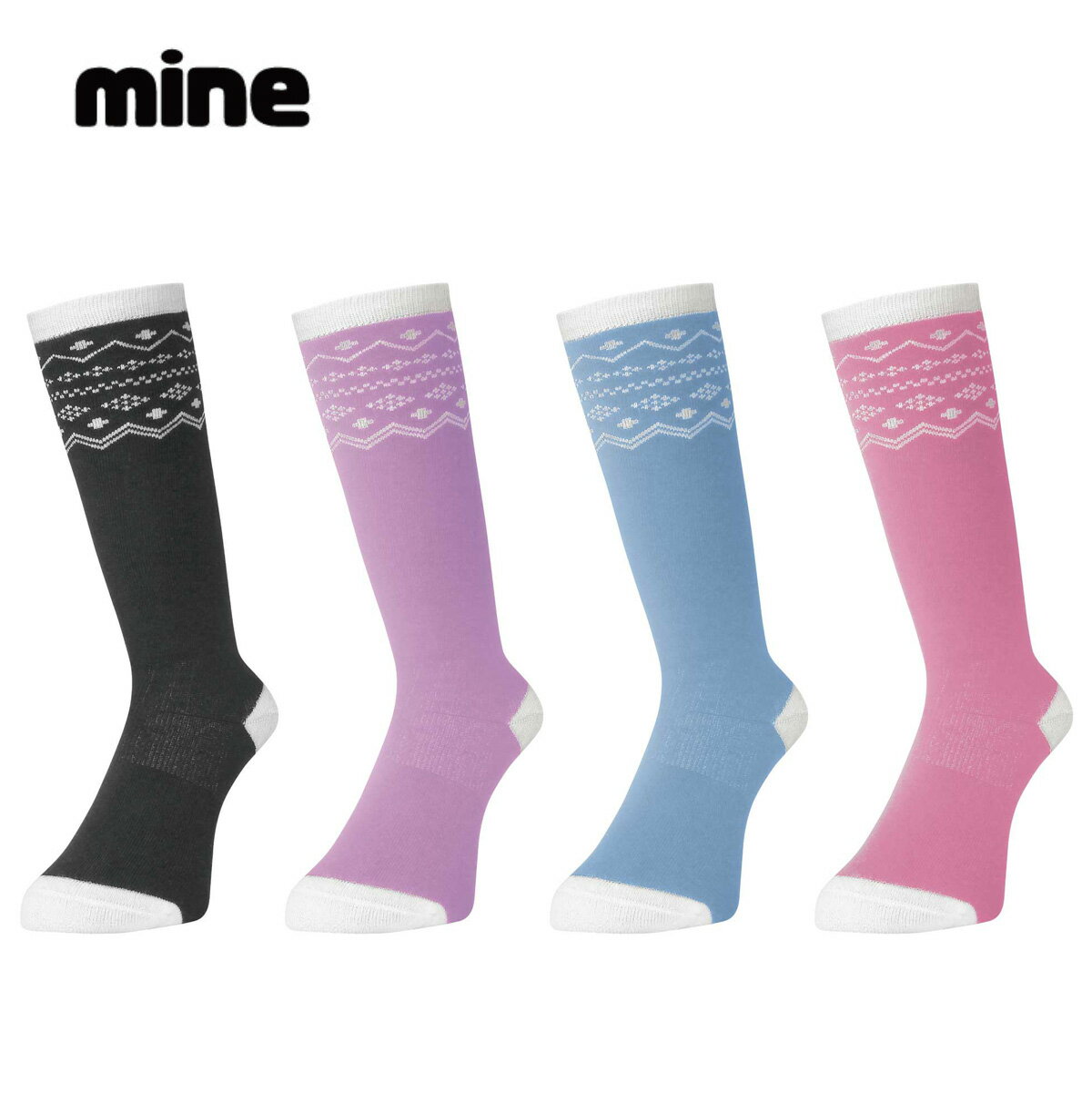 MINE マイン ソックス スキー靴下 キッズ ジュニア ＜2025＞ MP-694 / 2足組 LONG TYPE JUNIOR SOCKS GIRL 【アソート】 / 16-18cm