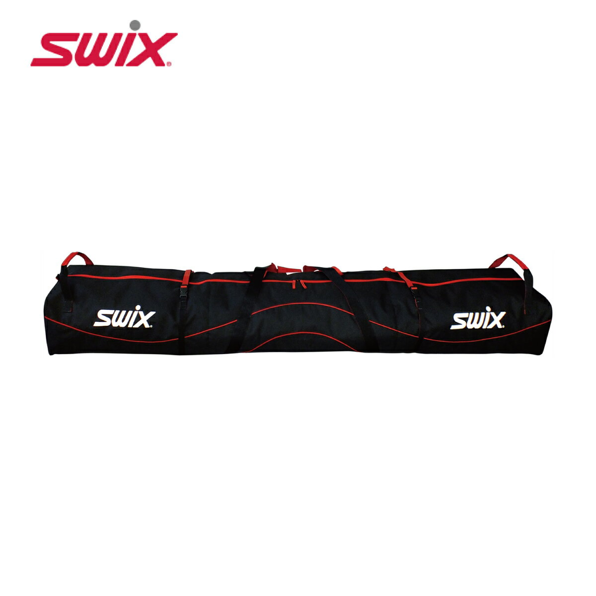 メーカー希望小売価格はメーカーカタログに基づいて掲載しています SWIX スウィックス バッグ・ケース / 2台用コマ有■SW27　ダブルスキーバック ウィール付き素材：1680デニールポリエステル・長さ215cm。・ノルディックスキー8ペア、アルペンスキー2ペアを収納可能。・ショルダーストラップとハンドルはグロメット付きのヘビーデューティーウェビングで強度を確保。 ※メーカー企画書の情報で商品登録を行っております。予告なしに商品名と仕様変更される場合がございます。