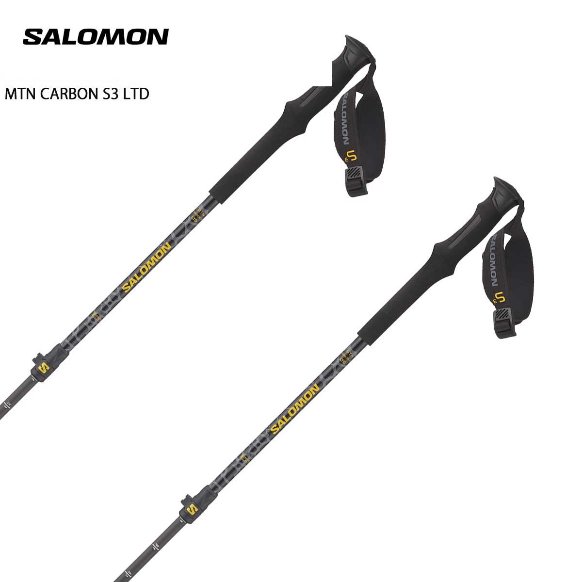 SALOMON サロモン ポール ストック メンズ レディース ＜2024＞ MTN CARBON S3 LTD [L47363300] 【伸縮式ストック】 【105～135cm】 【カーボン】 2023-2024