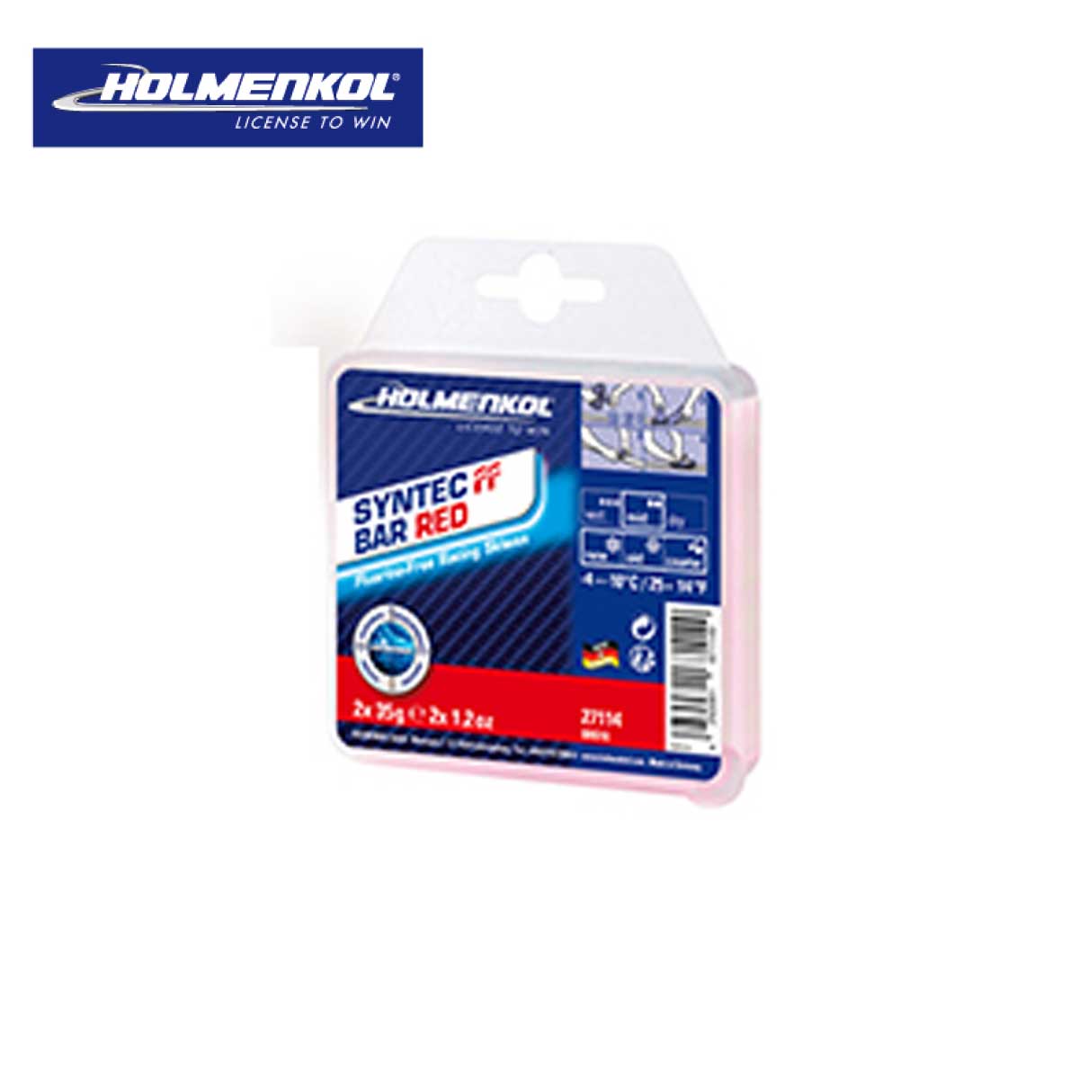 メーカー希望小売価格はメーカーカタログに基づいて掲載しています HOLMENKOL ホルメンコール ワックス■ 27114 / シンテック FF レッド雪温-10~-4℃の湿度のある結晶の細かい～粗い雪、古い雪。水の浮いた汚れた雪。人工雪アイロンの温度：115~125℃容量：2×35g※メーカー企画書の情報で商品登録を行っております。予告なしに商品名と仕様変更される場合がございます。