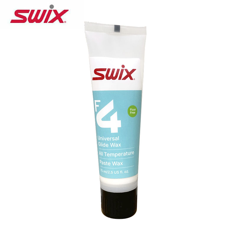 SWIX スウィックスワックス■F4-23-75 / F4ペースト 75ml容量：75mlより素早く簡単いワックスを塗ることを可能にしたシリーズ。誰でも気軽に塗ることが出来るフッ素ユニバーサルワックス。それはスムーズなターンを生み出したり、滑走面の保護効果も作り出す。さらに、スキーやボードをしまう前にエッジに塗れば、錆防止効果も発揮する。