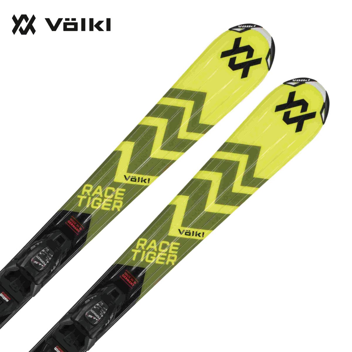 VOLKL フォルクル スキー板 キッズ ジュニア 2025 RACETIGER JR YELLOW + vMotion 7.0 JR R プレート/ビンディング セット 取付無料 グリップウォーク対応