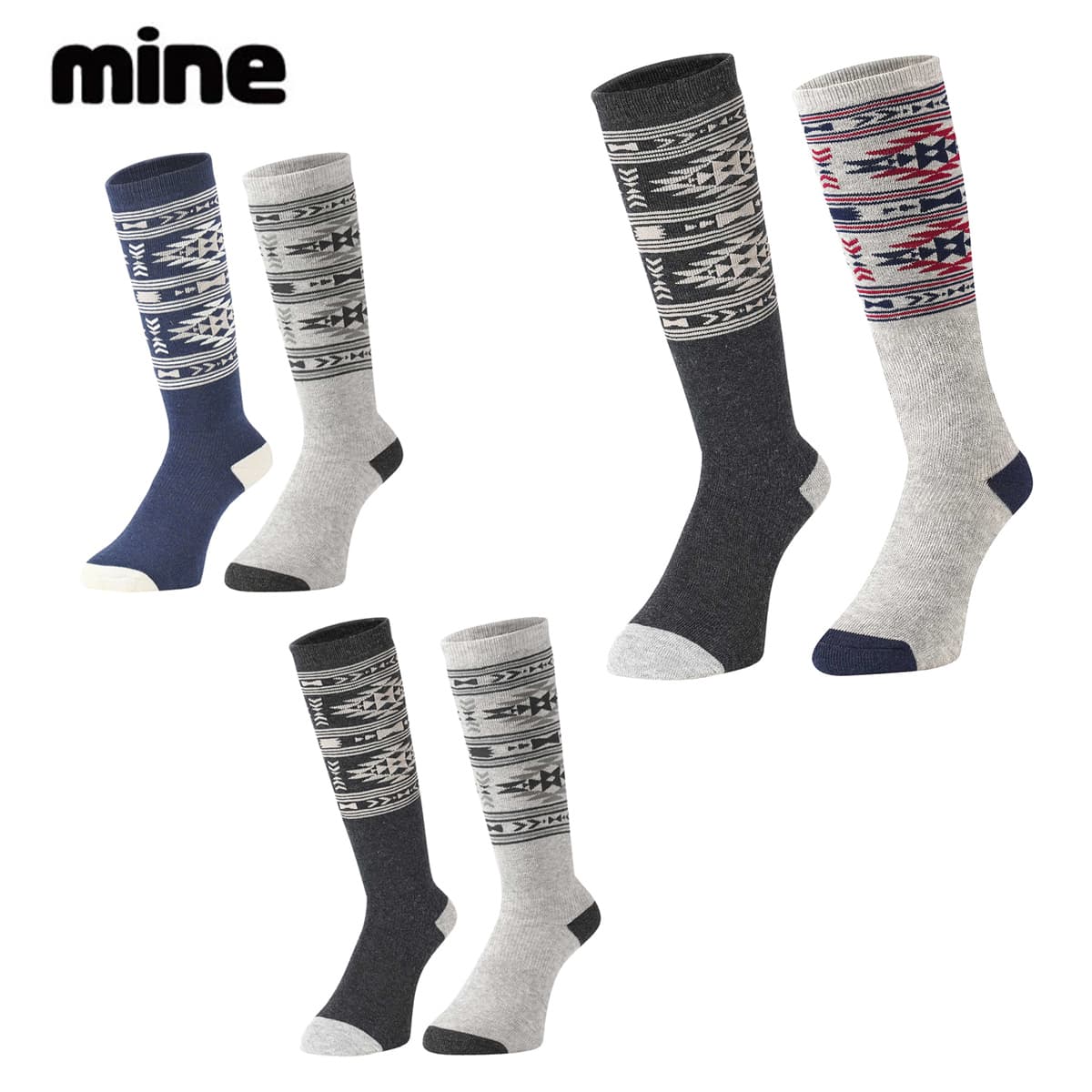 MINE マイン ソックス スキー靴下 キッズ ジュニア ＜2026＞ 2足組 Long JuniorSocks / 2足組 ロング ジュニア ソックス / MP-725