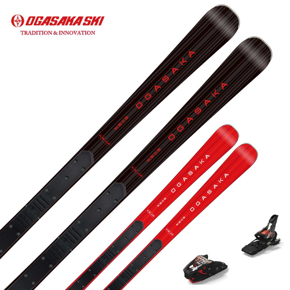 OGASAKA オガサカ スキー板 メンズ レディース＜2026＞KEO'S 〔ケオッズ〕 KS-AP BK/RD + FM585 + マーカー XCOMP 16 ビンディング セット 取付無料