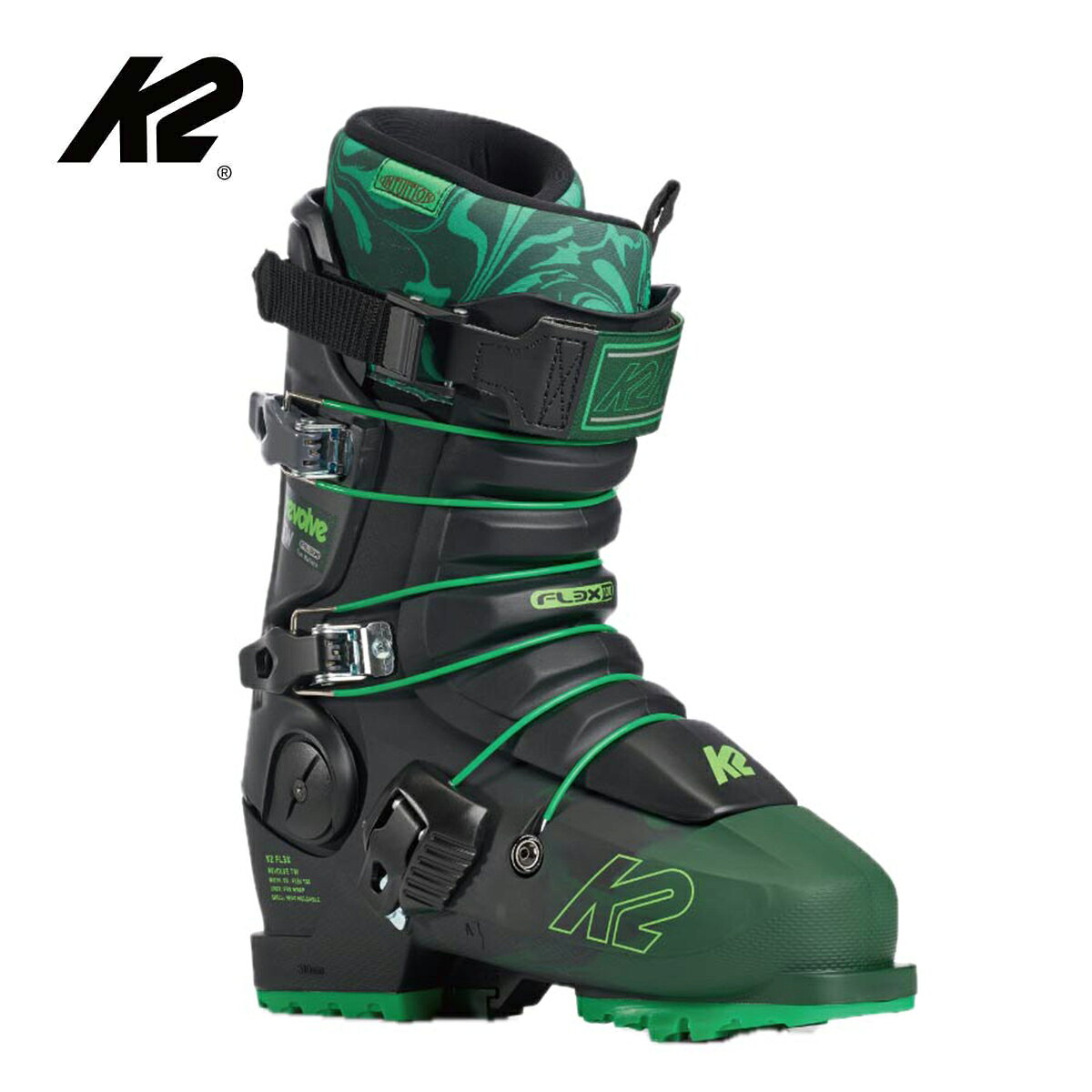 メーカー希望小売価格はメーカーカタログに基づいて掲載しています K2 ケーツー スキーブーツ■Revolve TW リボルブ TWフレックス（硬さ）：100ラスト（幅）：99mmSIZE・24.5 - 30.5cmFEATURESFully Heat Moldable - Revolve Plus Shell - GripWalk Outsoles - Pebax Tongueメーカー品番KS251189WEIGHT (G): 1,856g @ 26.5SHELL MATERIAL: TPUCUFF MATERIAL: TPULINER: Intuition Pro WrapSTRAP: Elastic Cam Strap - One PieceOUTSOLE: GripWalkフリースタイルやパークに最適なスキーブーツを探しているなら、もう探す必要はない。フリースタイルスキーを次のレベルに引き上げるためにデザインされた。 Wallisch が日々頼りにしているブーツ。 ※メーカー企画書の情報で商品登録を行っております。予告なしに商品名と仕様変更される場合がございます。