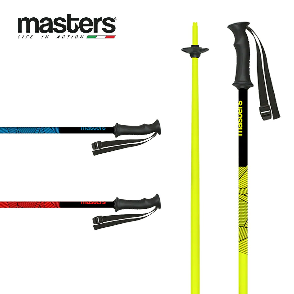 メーカー希望小売価格はメーカーカタログに基づいて掲載しています MASTERS マスターズ スキー ポール ストック / JRジュニア■【01W252】 PISTE JR ピステ JRCOLOR・Neon Yellow/Black・Sky Blue/Black・Red/BlackSIZES70cm,75cm,80cm,85cm,90cm,95cm,100cm,105cmSHAFTAlu5083 / 1 section（o 14mm）重量(g)150g/本（90cm基準）・グリップ：Junior Grip・バスケット：Basket Clip o50mm（付属）・チップ：Steel Tip軽量で扱いやすいジュニア向けアルミポール。※メーカー企画書の情報で商品登録を行っております。予告なしに商品名と仕様変更される場合がございます。