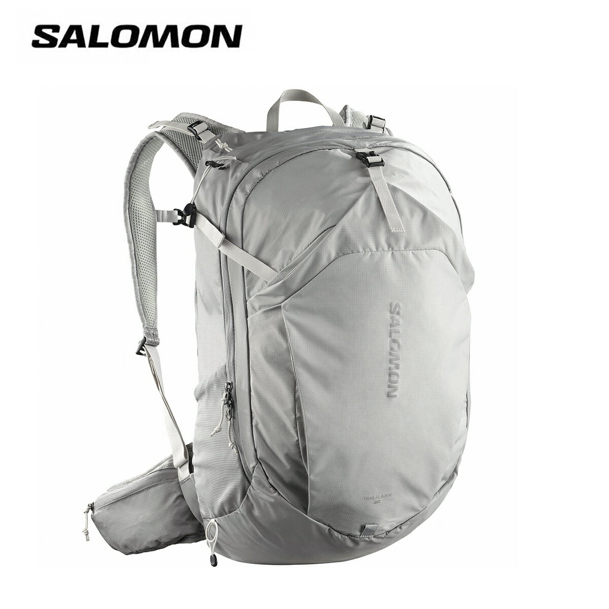 メーカー希望小売価格はメーカーカタログに基づいて掲載しています SALOMON サロモン バッグ ケース / バックパック■【LC285】TRAILBLAZER 30 トレイルブレイザー 30 COLOR・Cloudburst/PALOMA/SILVER素材・Back insert：100% Polyester・Body：100% Polyamide・Lining：100% Polyester・Pockets：85% Polyamide, 15% Elastane・Shoulder：100% Polyester機能・特徴・容量：30L・用途：Single day / Hiking（Unisex Hiking Bag）・背面システム：3D comfort（Comfy & Light）・撥水：PFC-Free（PFC不使用）※メーカー企画書の情報で商品登録を行っております。予告なしに商品名と仕様変更される場合がございます。