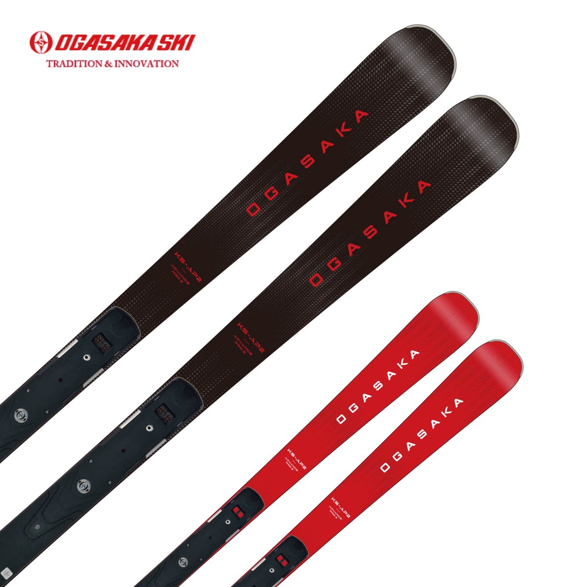 OGASAKA オガサカ スキー板■KEO'S KS-AP2/BK■KEO'S KS-AP2/RD■155cm R：( 11.1 m)サイドカット：( 120/67/102 mm)■160cm R：( 11.9 m)サイドカット：( 120/67/102 mm)■165cm R：( 12.7 m)サイドカット：( 120/67/102 mm)■170cm R：( 13.6 m)サイドカット：( 120/67/102 mm)Plate/Binding・SRED/-カラー: 品番・BLACK: KS-AP2/ BK・RED: KS-AP2/ RD構造・サンドウィッチ・Front Float System・Front Lead Function構成材・NFウッドコア・A7178＆特殊F.R.P滑走面・素材：UHMW-PE グラファイト・仕上げ：ミクロストーン＆セラミックディスクフィニッシュ・ストラクチャー：クロスエッジ・シームレス重量※・板：1/2セット重量　1,018g/m・プレート：（1/2セット・ビス重量含む）約520g※1/2セット重量は参考値ですので予めご了承ください。原産国・板：日本・プレート：日本KS-APの操作性をさらに磨き上げフルモデルチェンジした、ショート系オールラウンドモデルのKS-AP2。谷回りから雪面を確実に捉え、安定した足場と鋭い抜けを実現。芯材にオールブナを採用し、どっしりとした上品な乗り味と高い安定性を両立しました。あらゆるターン弧に自在に対応し、狙ったラインを正確に描けるカービング性能を発揮します。デザインは色褪せないクラシックさをテーマにスキーの機能面を直線的なグラフィックで表現。KS-AP2とはAdvance Pro 2 、スキーヤーをさらに進化へ導く一台です。※メーカー企画書の情報で商品登録を行っております。予告なしに商品名と仕様変更される場合がございます。