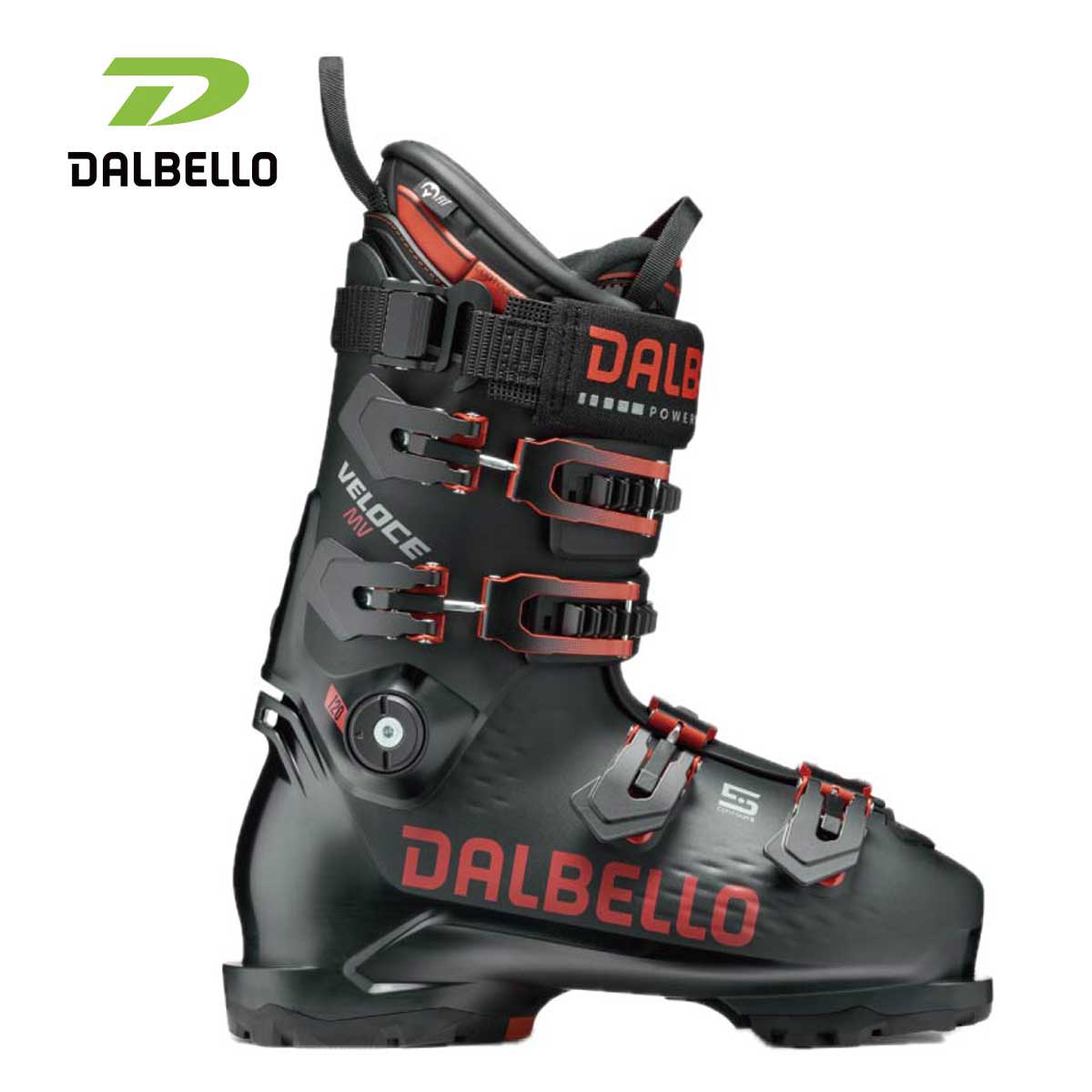 DALBELLO ダルベロ スキーブーツ■ D2603002 VELOCE 120 MVフレックス（硬さ）：120ラスト（幅）：100mmCOLOR・BLACK/BLACKSIZE・25.5cm、26.5cm、27.5cm、28.5cm、29.5cm、30.5cm・HALF SIZES ONLY・重量：2070 g・SHELL MATERIAL：PU・CUFF MATERIAL：PU・LINER：VELOCE IF PRO・VELCRO STRAP：POWERBAND 50 mm・BUCKLE：V22・FIT・IF・PRIMALOFT・GRIPWALK高いパフォーマンスを求めるオールマウンテン愛好者のために設計されたVeloceシリーズは、イタリアンスタイルとゲレンデでの刺激的な一日を融合させています。伝統的な4バックルのオーバーラップ構造に、新素材や最新技術を組み合わせることで、正確なフィット感を実現し、あらゆるターンにおいて優れたサポート力と高い快適性を提供します。整備されたピステをカービングで滑り降りるときも、新雪のパウダーを求めて滑るときも、常にその性能を発揮します。※メーカー企画書の情報で商品登録を行っております。予告なしに商品名と仕様変更される場合がございます。